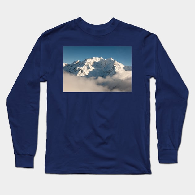 Snow Covered Mont Blanc in Winter Long Sleeve T-Shirt by mcdonojj